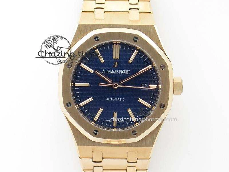Royal Oak 41mm 15400 RG JF 1:1 Best Edition Blue Dial On RG Bracelet A3120