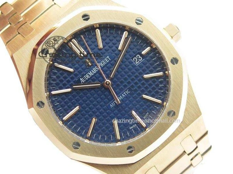 Royal Oak 41mm 15400 RG JF 1:1 Best Edition Blue Dial On RG Bracelet A3120