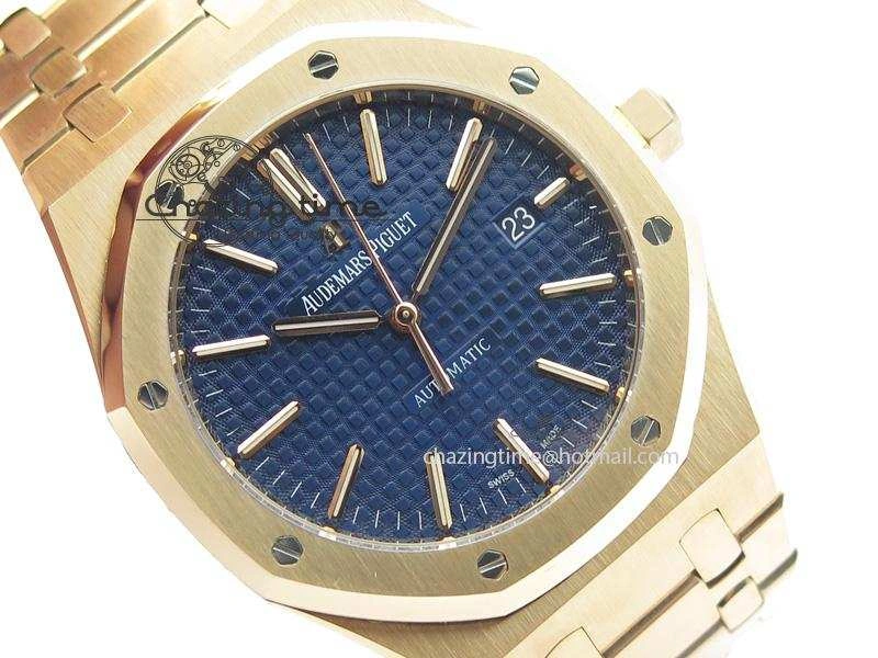 Royal Oak 41mm 15400 RG JF 1:1 Best Edition Blue Dial On RG Bracelet A3120