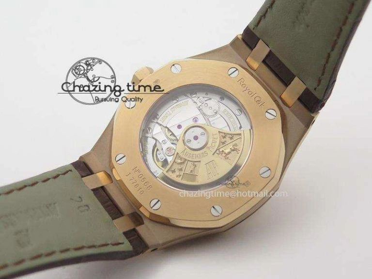 Royal Oak 41mm 15400 RG JF 1:1 Best Edition Silver Dial On Brown Leather Strap A3120