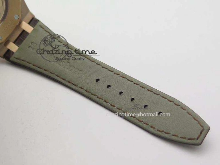 Royal Oak 41mm 15400 RG JF 1:1 Best Edition Silver Dial On Brown Leather Strap A3120