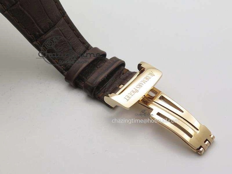 Royal Oak 41mm 15400 RG JF 1:1 Best Edition Silver Dial On Brown Leather Strap A3120