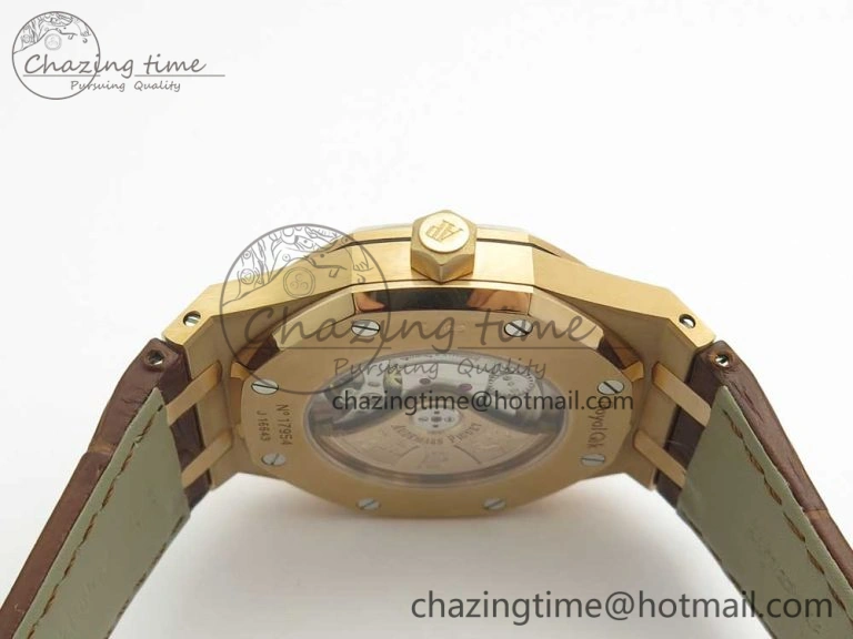 Royal Oak 41mm 15400 RG JF 1:1 Best Edition White Textured Dial on Brown Leather Strap A3120 V5