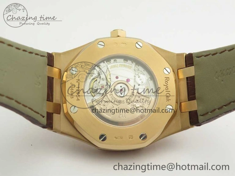 Royal Oak 41mm 15400 RG JF 1:1 Best Edition White Textured Dial on Brown Leather Strap A3120 V5