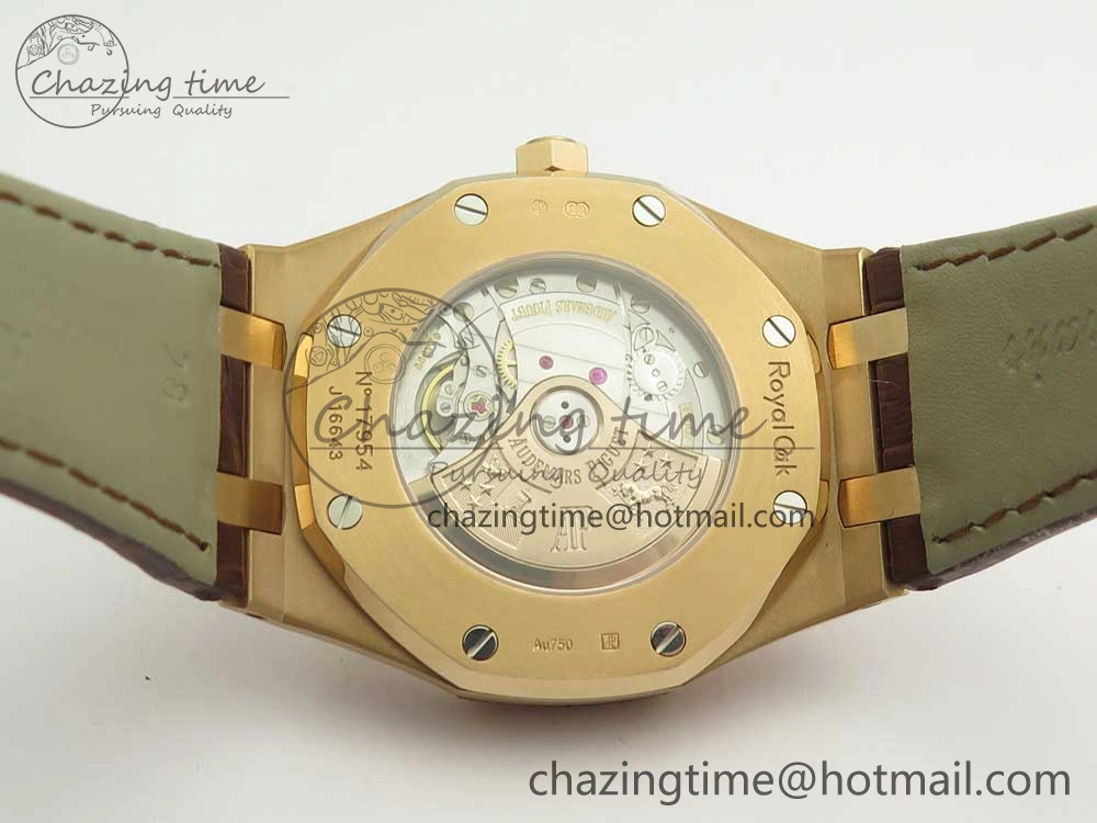 Royal Oak 41mm 15400 RG JF 1:1 Best Edition White Textured Dial on Brown Leather Strap A3120 V5