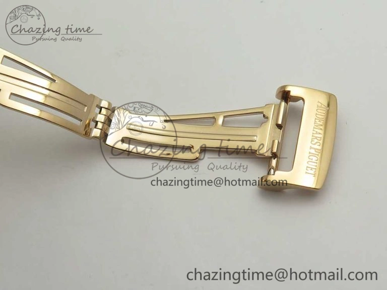 Royal Oak 41mm 15400 RG JF 1:1 Best Edition White Textured Dial on Brown Leather Strap A3120 V5