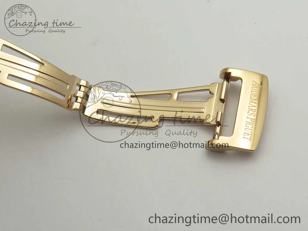 Royal Oak 41mm 15400 RG JF 1:1 Best Edition White Textured Dial on Brown Leather Strap A3120 V5