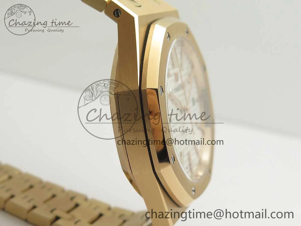 Royal Oak 41mm 15400 RG JF 1:1 Best Edition White Textured Dial on RG Bracelet A3120 V5