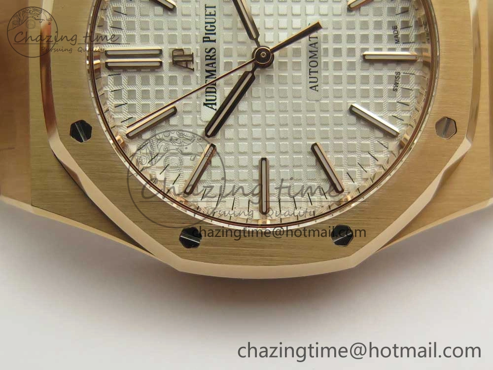 Royal Oak 41mm 15400 RG JF 1:1 Best Edition White Textured Dial on RG Bracelet A3120 V5