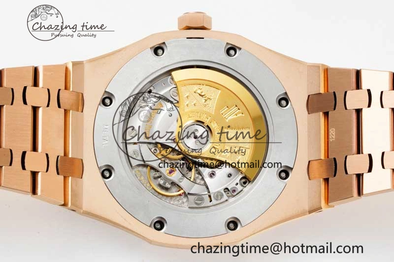 Royal Oak 41mm 15400 RG ZF 1:1 Best Edition Black Textured Dial on RG Bracelet V2 SA3120 Super Clone