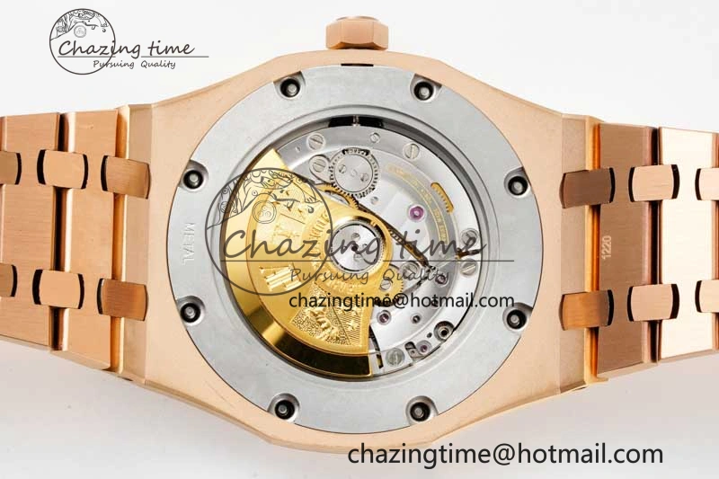 Royal Oak 41mm 15400 RG ZF 1:1 Best Edition Black Textured Dial on RG Bracelet V2 SA3120 Super Clone