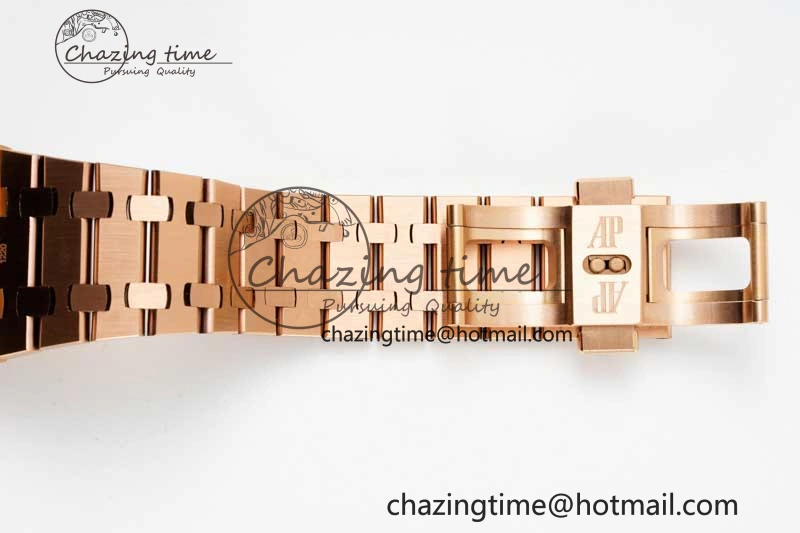 Royal Oak 41mm 15400 RG ZF 1:1 Best Edition Black Textured Dial on RG Bracelet V2 SA3120 Super Clone