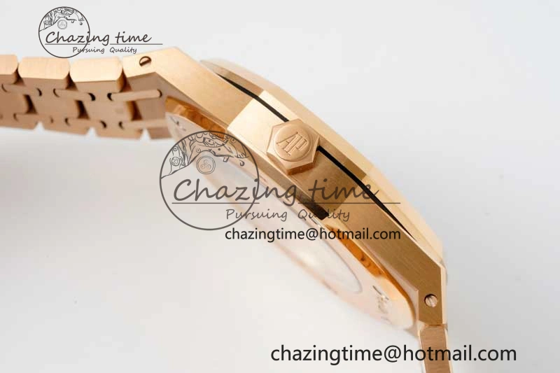 Royal Oak 41mm 15400 RG ZF 1:1 Best Edition Black Textured Dial on RG Bracelet V2 SA3120 Super Clone