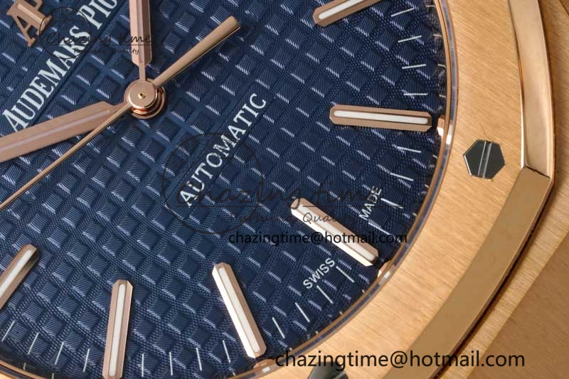 Royal Oak 41mm 15400 RG ZF 1:1 Best Edition Blue Textured Dial on RG Bracelet V2 SA3120 Super Clone