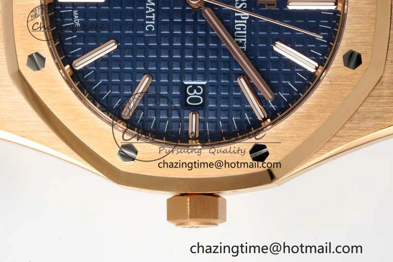 Royal Oak 41mm 15400 RG ZF 1:1 Best Edition Blue Textured Dial on RG Bracelet V2 SA3120 Super Clone