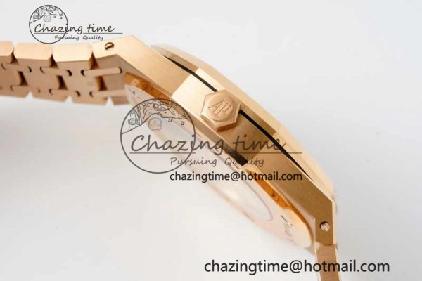 Royal Oak 41mm 15400 RG ZF 1:1 Best Edition Blue Textured Dial on RG Bracelet V2 SA3120 Super Clone