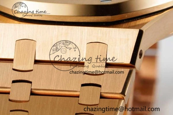 Royal Oak 41mm 15400 RG ZF 1:1 Best Edition White Textured Dial on RG Bracelet V2 SA3120 Super Clone