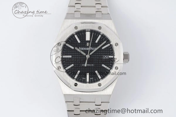 Royal Oak 41mm 15400 SS APSF 1:1 Best Edition Black Textured Dial on SS Bracelet A3120 Super Clone V2