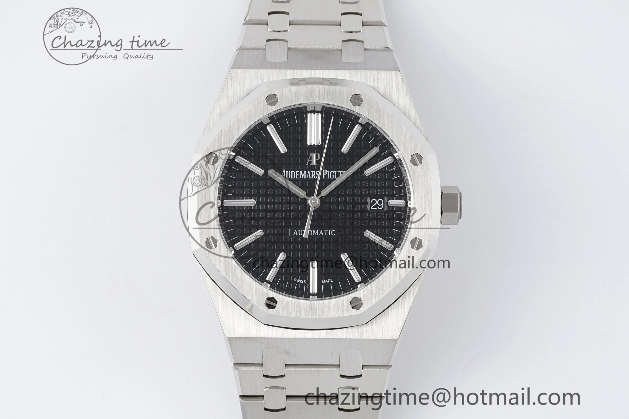 Royal Oak 41mm 15400 SS APSF 1:1 Best Edition Black Textured Dial on SS Bracelet A3120 Super Clone V2