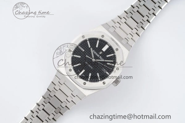 Royal Oak 41mm 15400 SS APSF 1:1 Best Edition Black Textured Dial on SS Bracelet A3120 Super Clone V2