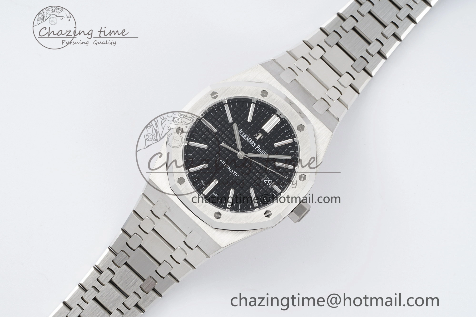 Royal Oak 41mm 15400 SS APSF 1:1 Best Edition Black Textured Dial on SS Bracelet A3120 Super Clone V2