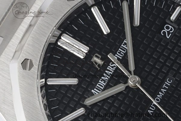 Royal Oak 41mm 15400 SS APSF 1:1 Best Edition Black Textured Dial on SS Bracelet A3120 Super Clone V2