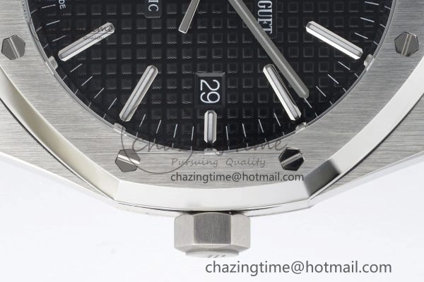Royal Oak 41mm 15400 SS APSF 1:1 Best Edition Black Textured Dial on SS Bracelet A3120 Super Clone V2