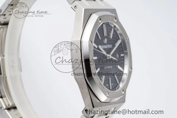 Royal Oak 41mm 15400 SS APSF 1:1 Best Edition Black Textured Dial on SS Bracelet A3120 Super Clone V2