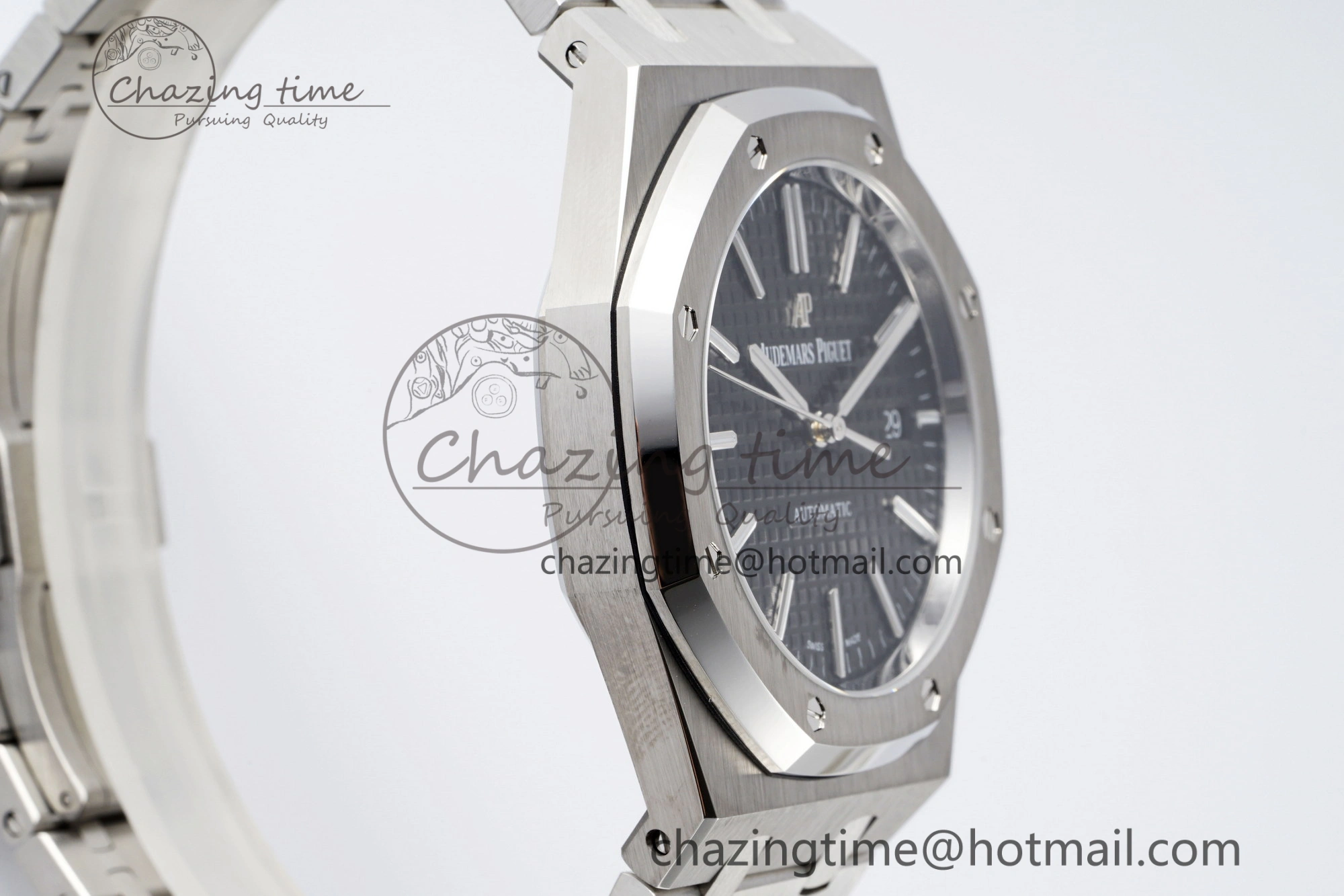 Royal Oak 41mm 15400 SS APSF 1:1 Best Edition Black Textured Dial on SS Bracelet A3120 Super Clone V2