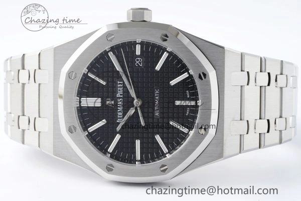 Royal Oak 41mm 15400 SS APSF 1:1 Best Edition Black Textured Dial on SS Bracelet A3120 Super Clone V2