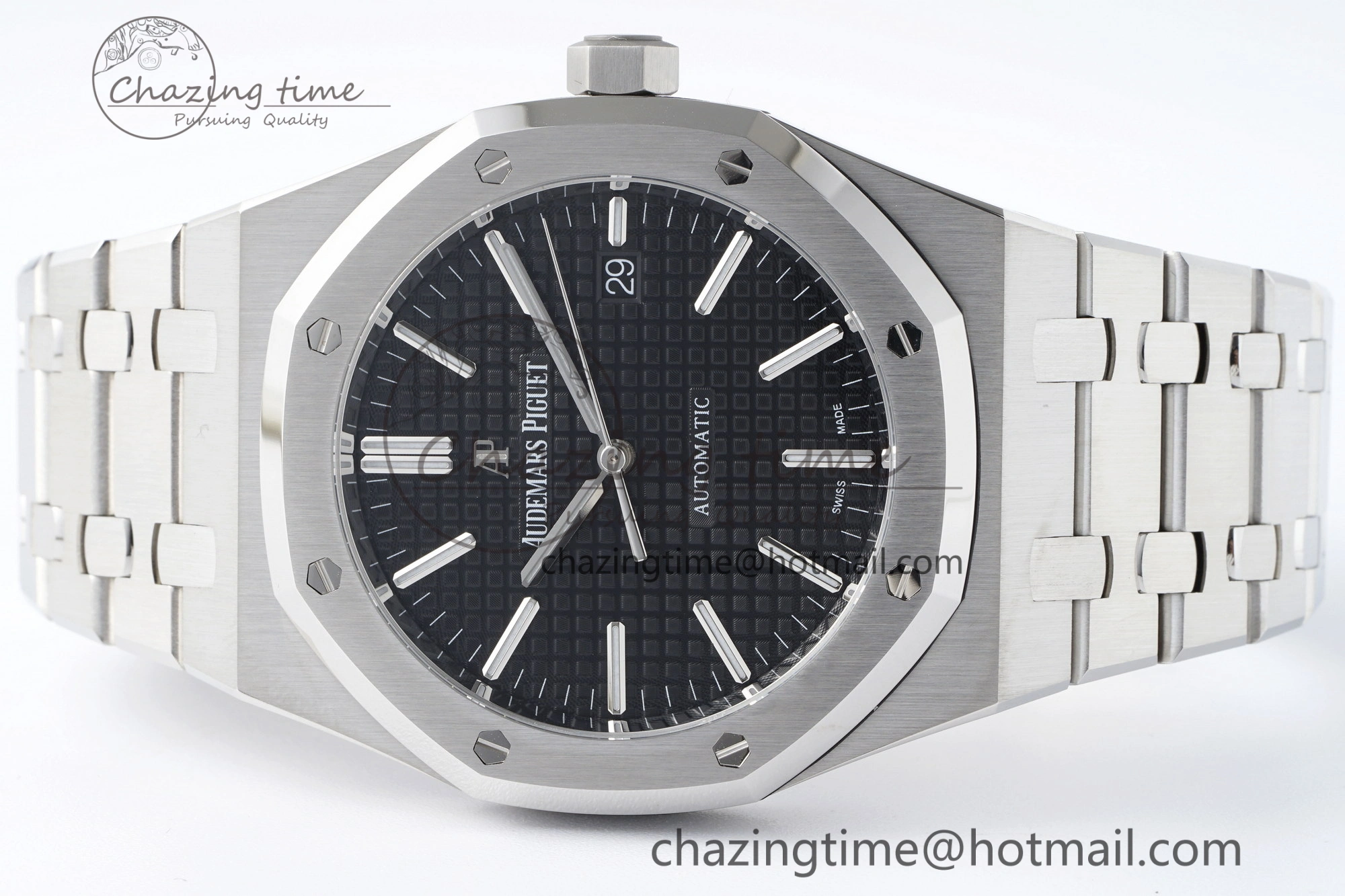 Royal Oak 41mm 15400 SS APSF 1:1 Best Edition Black Textured Dial on SS Bracelet A3120 Super Clone V2