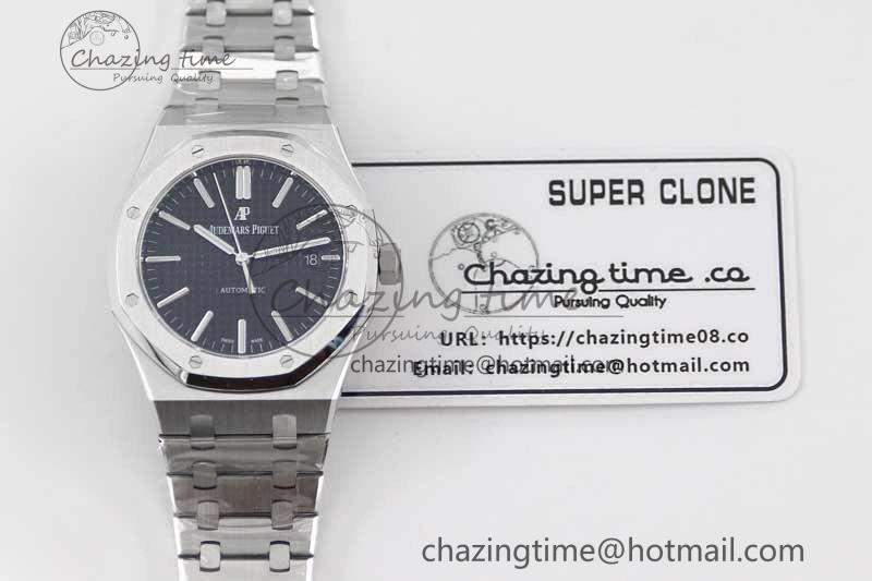 Royal Oak 41mm 15400 SS APSF 1:1 Best Edition Black Textured Dial on SS Bracelet A3120 Super Clone