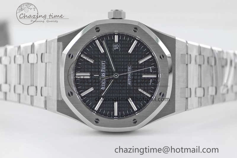 Royal Oak 41mm 15400 SS APSF 1:1 Best Edition Black Textured Dial on SS Bracelet A3120 Super Clone