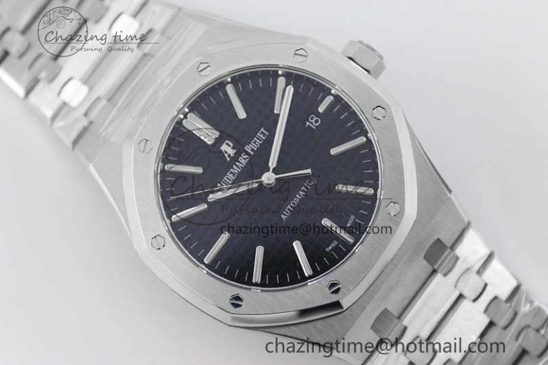 Royal Oak 41mm 15400 SS APSF 1:1 Best Edition Black Textured Dial on SS Bracelet A3120 Super Clone