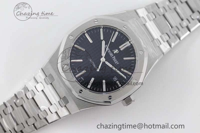 Royal Oak 41mm 15400 SS APSF 1:1 Best Edition Black Textured Dial on SS Bracelet A3120 Super Clone
