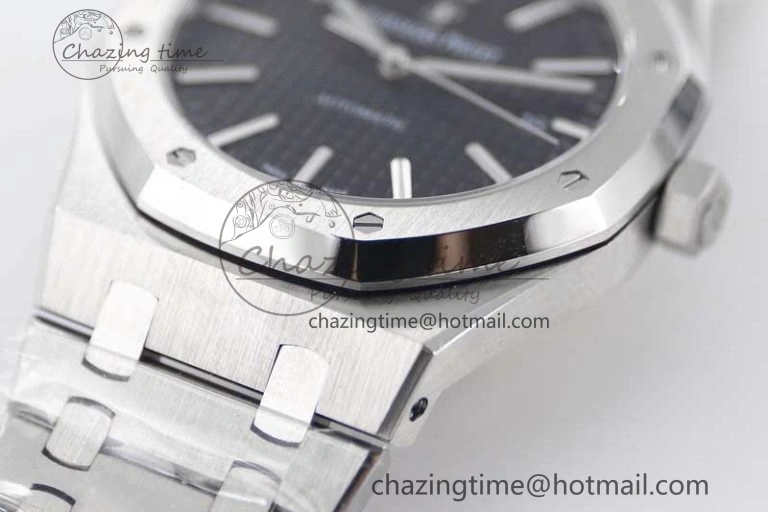 Royal Oak 41mm 15400 SS APSF 1:1 Best Edition Black Textured Dial on SS Bracelet A3120 Super Clone