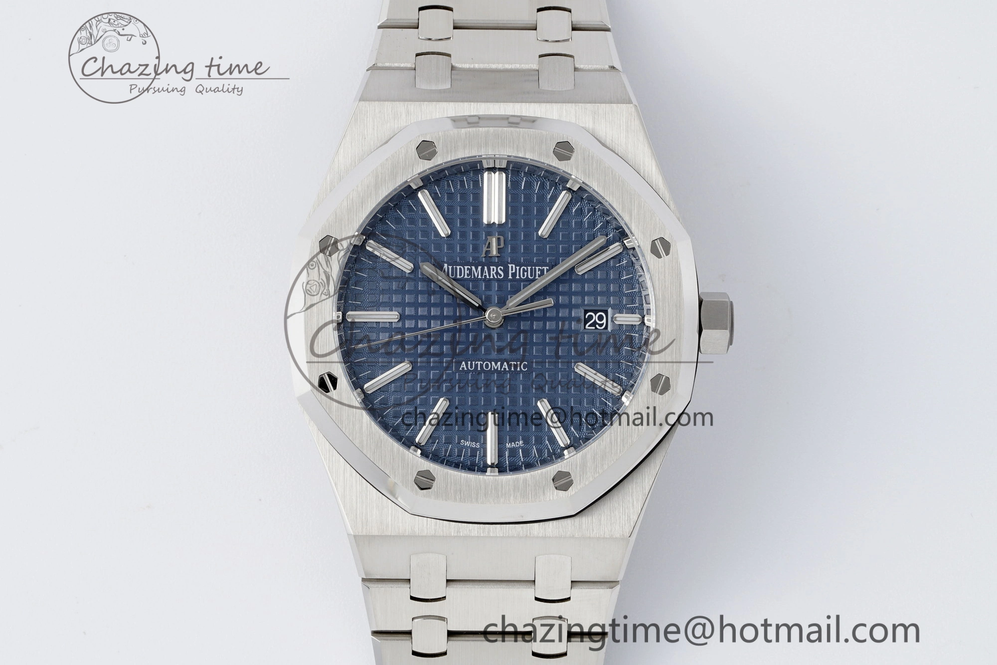 Royal Oak 41mm 15400 SS APSF 1:1 Best Edition Blue Textured Dial on SS Bracelet A3120 Super Clone V2