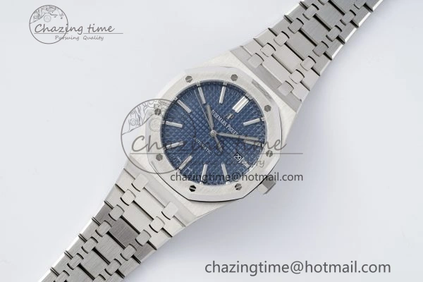 Royal Oak 41mm 15400 SS APSF 1:1 Best Edition Blue Textured Dial on SS Bracelet A3120 Super Clone V2