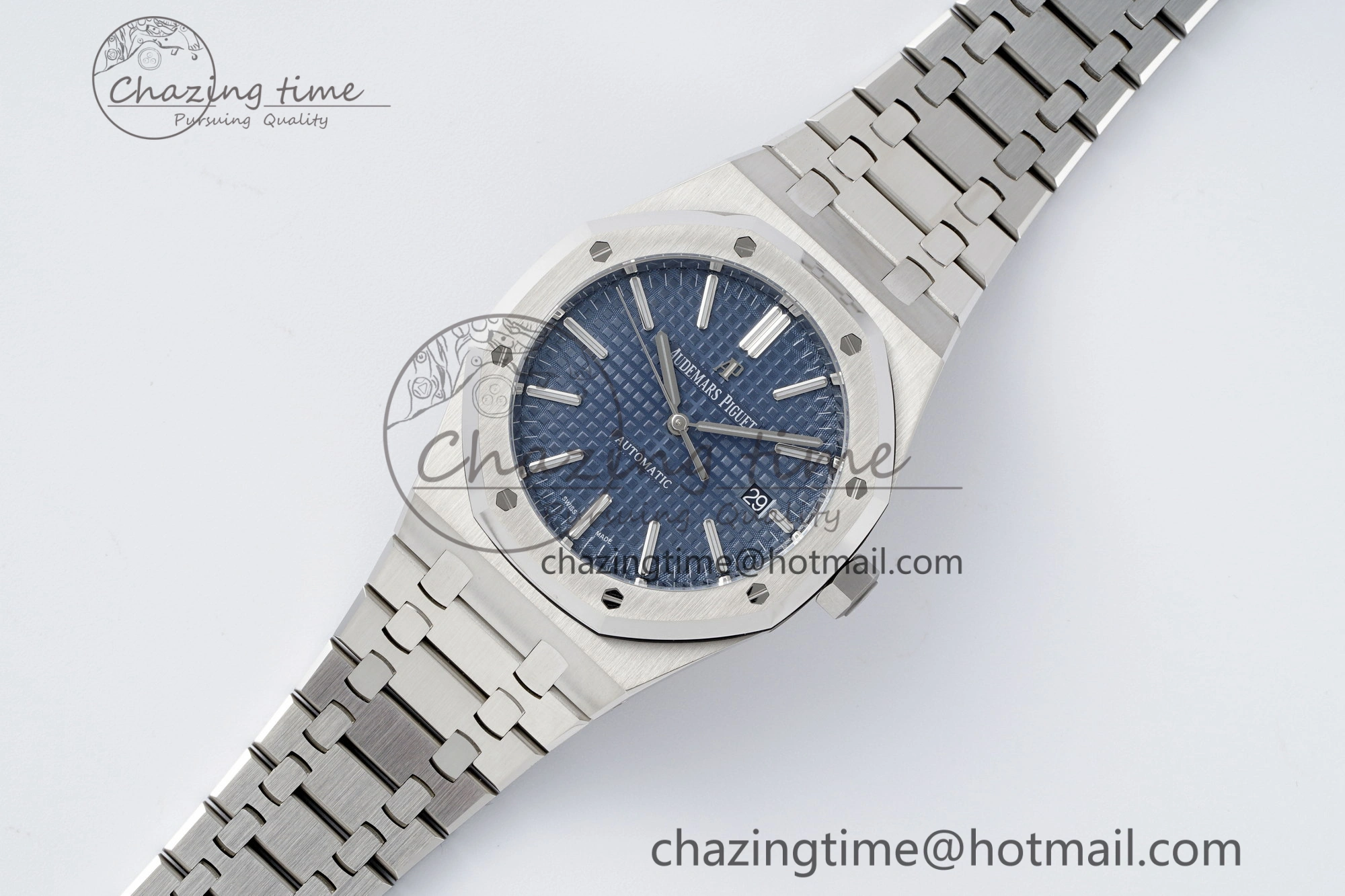 Royal Oak 41mm 15400 SS APSF 1:1 Best Edition Blue Textured Dial on SS Bracelet A3120 Super Clone V2