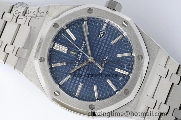 Royal Oak 41mm 15400 SS APSF 1:1 Best Edition Blue Textured Dial on SS Bracelet A3120 Super Clone V2