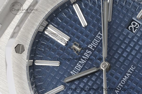Royal Oak 41mm 15400 SS APSF 1:1 Best Edition Blue Textured Dial on SS Bracelet A3120 Super Clone V2