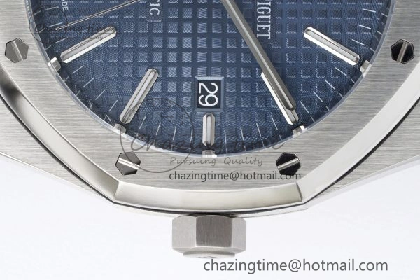 Royal Oak 41mm 15400 SS APSF 1:1 Best Edition Blue Textured Dial on SS Bracelet A3120 Super Clone V2