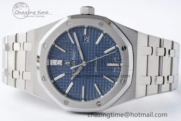 Royal Oak 41mm 15400 SS APSF 1:1 Best Edition Blue Textured Dial on SS Bracelet A3120 Super Clone V2