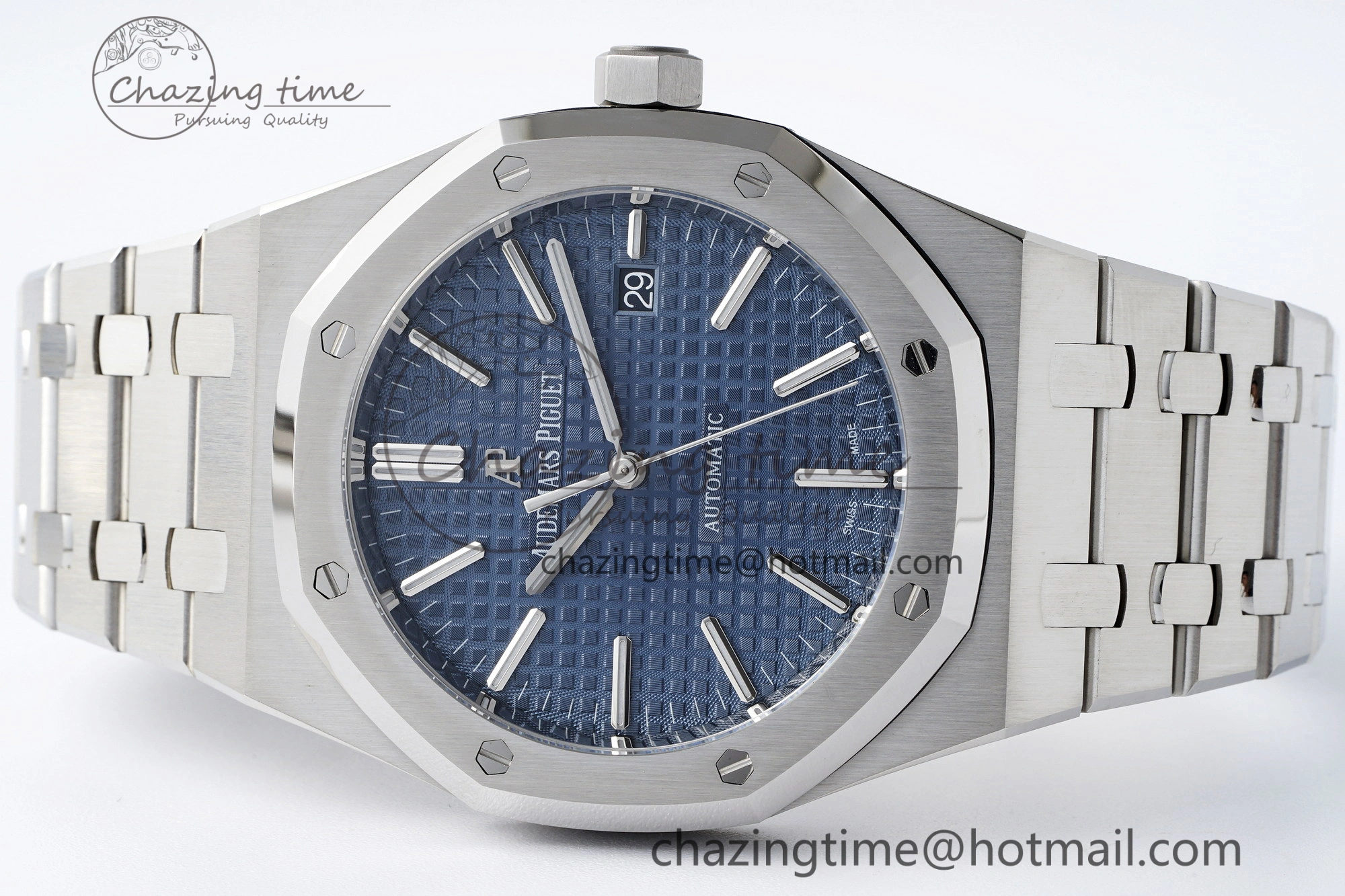Royal Oak 41mm 15400 SS APSF 1:1 Best Edition Blue Textured Dial on SS Bracelet A3120 Super Clone V2