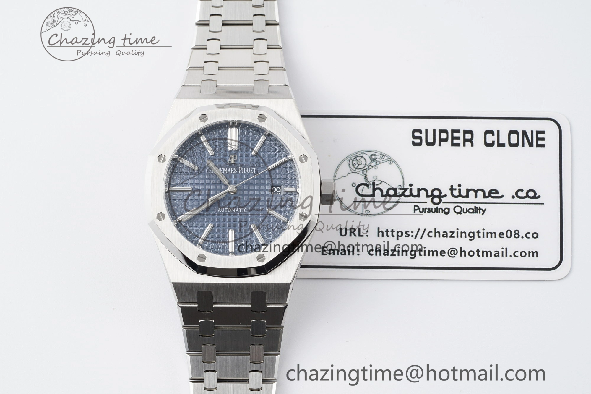 Royal Oak 41mm 15400 SS APSF 1:1 Best Edition Blue Textured Dial on SS Bracelet A3120 Super Clone V2