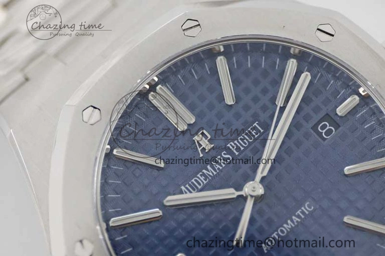 Royal Oak 41mm 15400 SS APSF 1:1 Best Edition Blue Textured Dial on SS Bracelet A3120 Super Clone