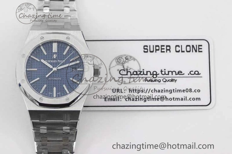 Royal Oak 41mm 15400 SS APSF 1:1 Best Edition Blue Textured Dial on SS Bracelet A3120 Super Clone