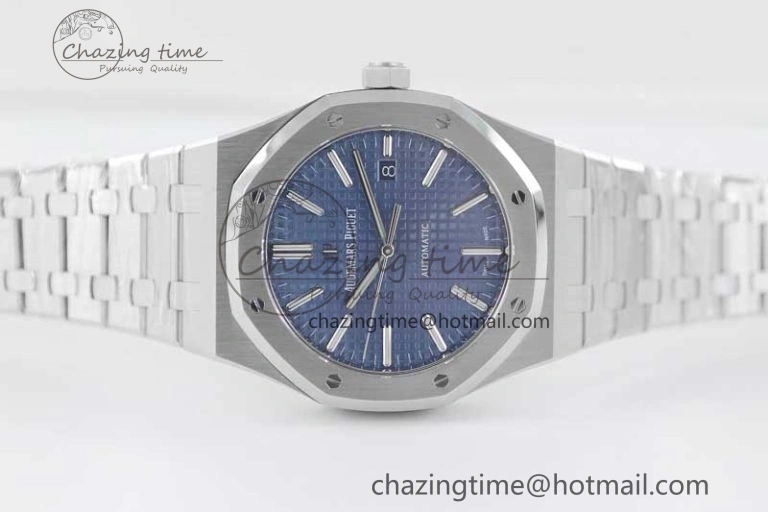 Royal Oak 41mm 15400 SS APSF 1:1 Best Edition Blue Textured Dial on SS Bracelet A3120 Super Clone