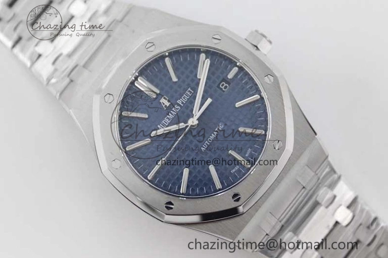 Royal Oak 41mm 15400 SS APSF 1:1 Best Edition Blue Textured Dial on SS Bracelet A3120 Super Clone