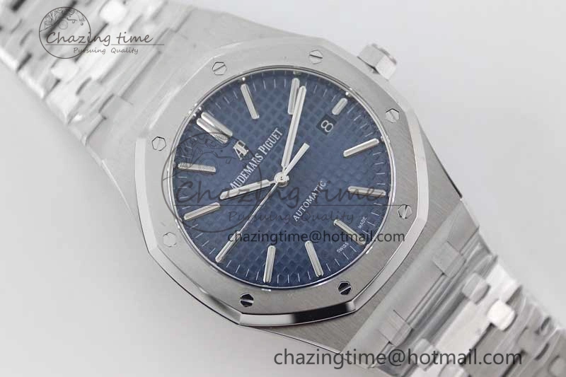 Royal Oak 41mm 15400 SS APSF 1:1 Best Edition Blue Textured Dial on SS Bracelet A3120 Super Clone